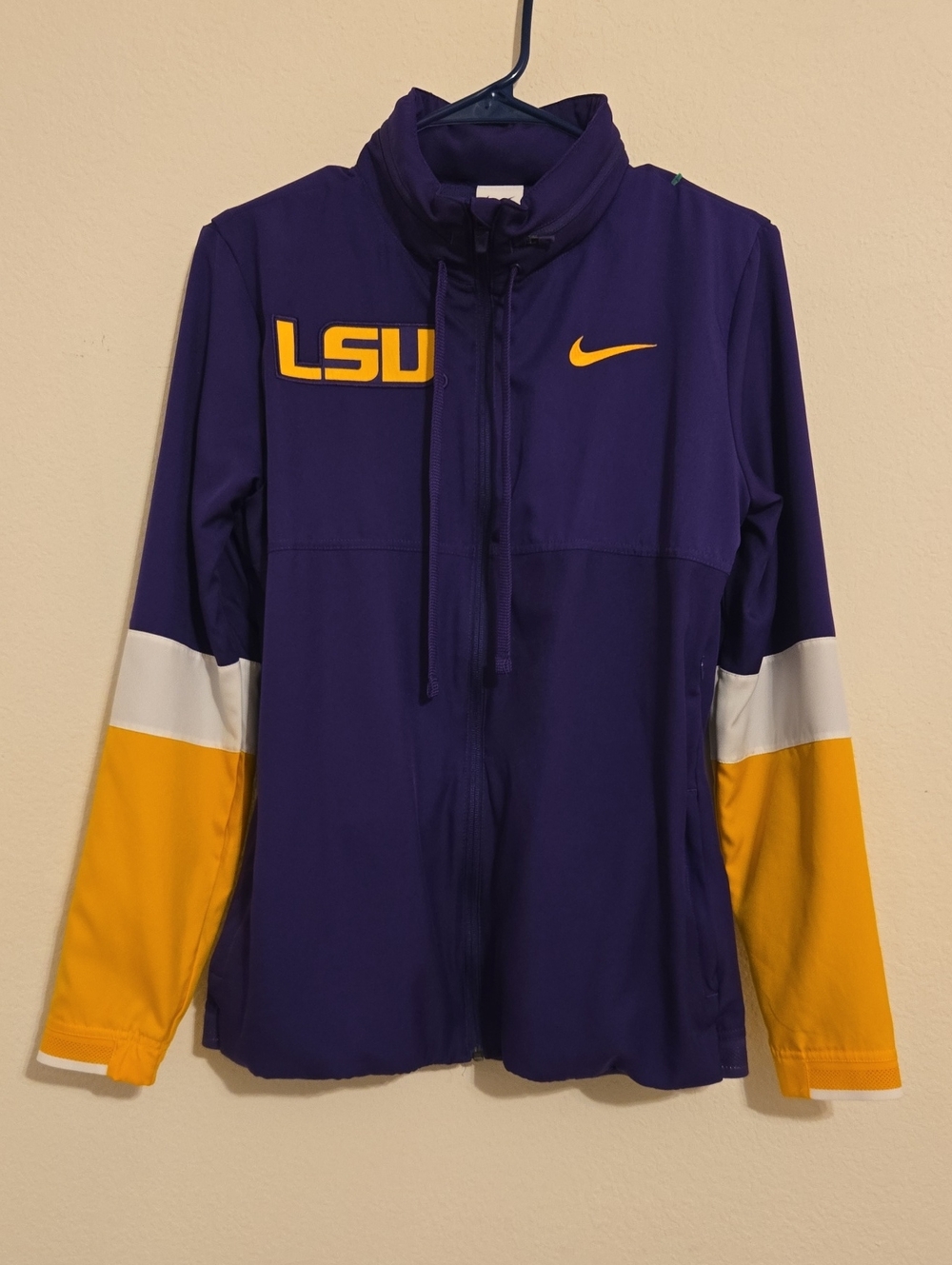 Nike LSU Purple Jacket with Yellow & White Sleeve Panels With Opt Hood - Medium